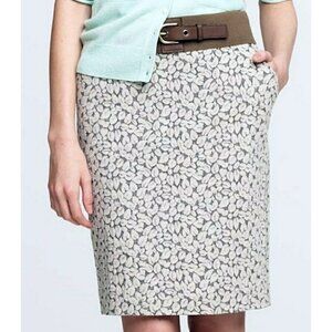 J Crew Vineyard Pencil Skirt With Pockets, Gray, Textured Leaf